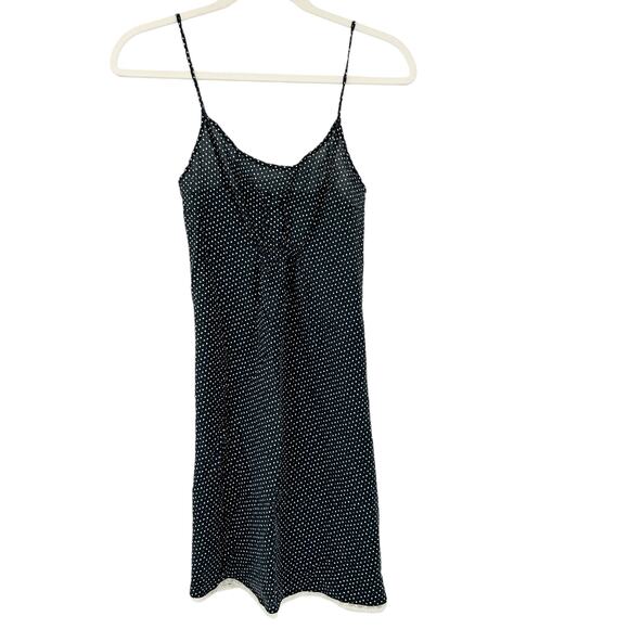 Old Navy Intimates Womens Y2K Retro 100% Silk Polka Dot Mini Slip Dress XS Black - Picture 1 of 10
